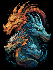 Naklejka na meble Illustration of dragon side view full body