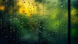 Image of a condensation drip from a wet window, in the style of impressionist-landscapes, nature-inspired abstractions, light black and green, generative AI