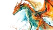© Joyce - Watercolor drawing of dragon over white background.