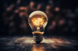 © Robin - creativity ideas concept with light bulb and wood sawdust on black stone table vintage color tone