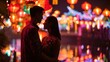 © Joyce - A young couple in lantern festival in street to celebrate Chinese lunar new year.