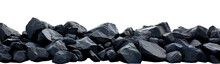 Black, Jagged Coal Pieces Piled Up, Isolated On A White Background