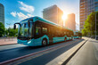 Electric buses in an urban setting, sustainable city transport