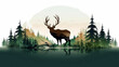 copy space, vector illustration, forest silhouette in the shape of a wild animal wildlife and forest conservation concept. Beautiful design for wildlife preservation, environmental awareness. Nature c