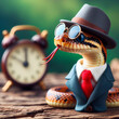 small funny snake in a business suit, fantasy art