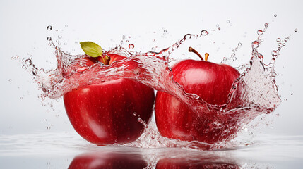 Wall Mural - Apple fresh  ripe Apple , splash water , white background , Generate AI