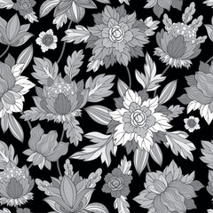 Wall Mural - Floral outline monochrome vector design