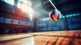 Fototapeta Sport - A volleyball is photographed in the middle of the court. generative ai