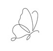 © MariMuz - Vector isolated one single contemporary line butterfly side view colorless black and white contour line easy drawing