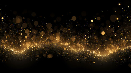 Wall Mural - waves of shimmering gold particles. isolated on a black background. created with generative ai.