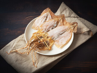 Wall Mural - dried squid on a plate