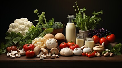 Wall Mural - a table topped with lots of different types of vegetables