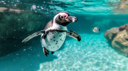 Sticker - penguin in aquarium