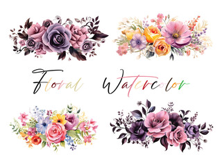 Wall Mural - Vector of very beautiful watercolor flowers suitable as an element for decoration or wedding invitations