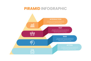 Wall Mural - Triangle with 4 elements, infographic template for web, business, presentations, vector illustration. Business data visualization.