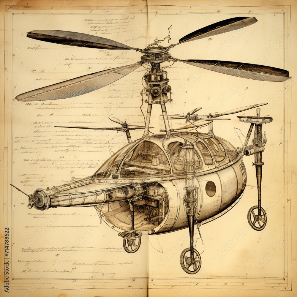 World's first discovered helicopter picture Stock Illustration | Adobe ...
