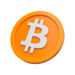 Bitcoin orange sign currency isolated. Cryptocurrency rate concept. 3d rendering.