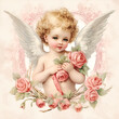 vintage scrapbook paper watercolor vintage cupid angel