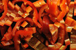 background of chopped red pepper top view