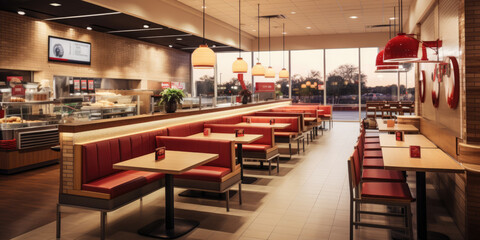 Wall Mural - quick service restaurant interior . ai generated