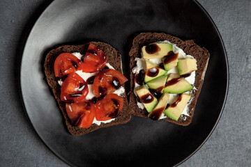 Poster - sandwiches with tomato, avocado and balsamic sauce