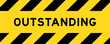 Yellow and black color with line striped label banner with word outstanding