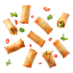 Poster - Vegetable spring rolls flying
