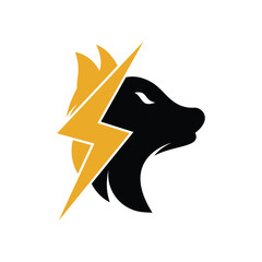 Sticker - Thunder wolf logo design. Power, Wild animal and Energy logo concept icon vector.