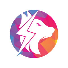 Wall Mural - Thunder wolf logo design. Power, Wild animal and Energy logo concept icon vector.