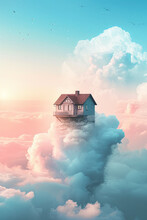 A Fantasy House Above Clouds In The Sky
