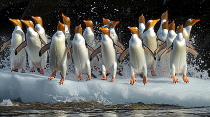 Poster - penguins on the beach