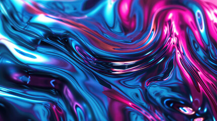Wall Mural - A fluid background with neon blue and pink fluids intertwined, resembling a futuristic cyberpunk aesthetic