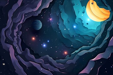 Wall Mural - paper style galaxy background