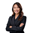 © tong2530 - Asian business woman smiling in suit, crossed arms isolated on a transparent background.