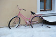 pink bike in the snow