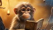 introspective philosopher monkey . a monkey character