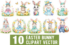 Easter Bunny Clipart Watercolor Vector