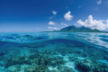 Wall Mural - Panoramic Perfection, Bora Bora's Pristine Waters