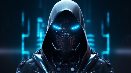 a futuristic and edgy ninja character. sleek cyber ninja.
