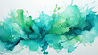Teal & Green Splatter Watercolor abstract background