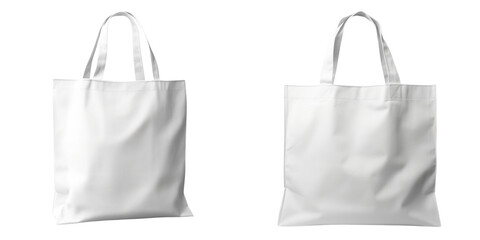 Set of eco-friendly canvas bag mock up isolated on a transparent background