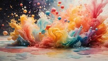 Beautiful Splashing Of Multiple Watercolor