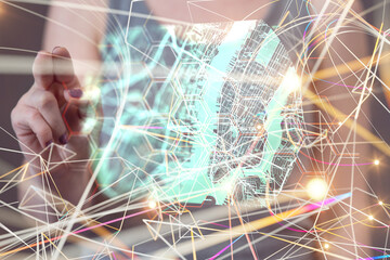 Aufkleber - Neural network concept. Connected cells with links.