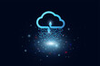 Cloud Computing technology Internet and cyber technology concept. Abstract cloud connection technology on a blue color background. Cloud Computing network with internet icons. Vector and Illustration