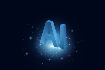 Leinwandbilder - AI chip digital technology on a Dark blue background. AI computer processor. Digital technology artificial intelligence concept design. Modern technology design. CPU and circuit board background.