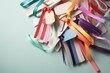 Collection of paper tags and colorful zip ties. Generative AI