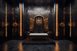 An opulent Art Deco inspired sauna room black and gold