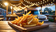 Deliciously Crispy French Fries. A Salty and Tasty Fast Food Snack