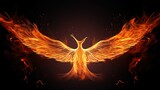 Fototapeta  - flame flying bird shape background, bright clear, bright image, simple background, flame effect, flame image, flame visual effect, , hot lava, Generative Ai 
