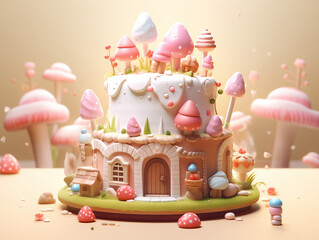 Wall Mural - Colorful 3D food illustration